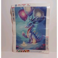 Cute Dragon with Balloons 5D Diamond Painting Kit Round Drill 12x16in NEW