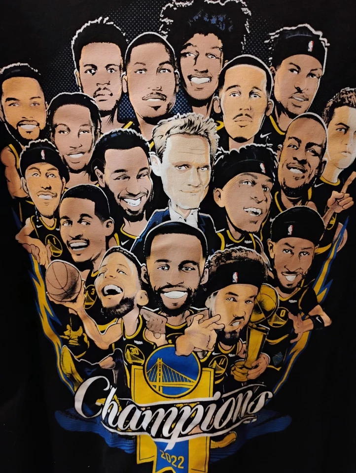 Camiseta Caricatura Campeonato NBA Golden State Warriors 2022 Fanáticos Talla XL Foto 2 de 4