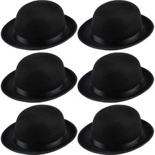6 Pack Felt Bowler Hats Black Gentleman Hat Derby Bowler Hat Dress Up Hats fo...