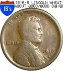 1916-S Lincoln Wheat Cent Penny 1c - About Good/Good (AG/G)