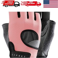 Breathable Pink Fingerless Gym Gloves for Weightlifting - Ergonomic  Adjustable