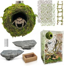 Jumping Spider Enclosure Accessories Kit - Magnetic Moss Ball Hideout, 2 Rock...