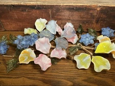 RARE Vintage Art Glass Silk Wrapped Wire Floral Arrangement Centerpiece MCM