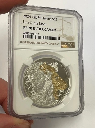 St. Helena - 2024 Large Silver One Pound (Una & the Lion) NGC PF 70 Ultra Cameo