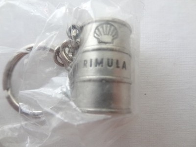 SHELL RIMULA solid metal  collectable OIL DRUM unused keychain keyring