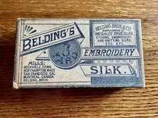 Antique Belding Bros. & Co. Silk Thread Lot 24 on Wooden Spools in Original Box