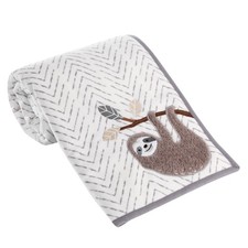 Lambs Ivy Baby Jungle Gray/White Faux Shearling Sloth Baby Blanket