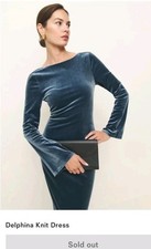 RareReformation NWT Velvet Knit Dress Medium Long Sleeve Open Back Blue Party