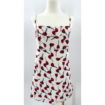 Rachel Antonoff Gwen Heart Lollipop Dress White Red Minidress Short 14 L 