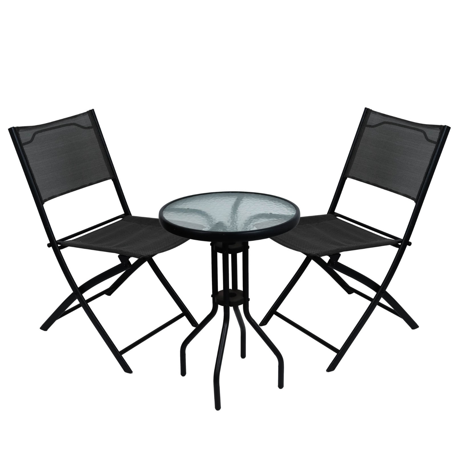 3 Piece Grey Folding Chairs And Table Bistro Set