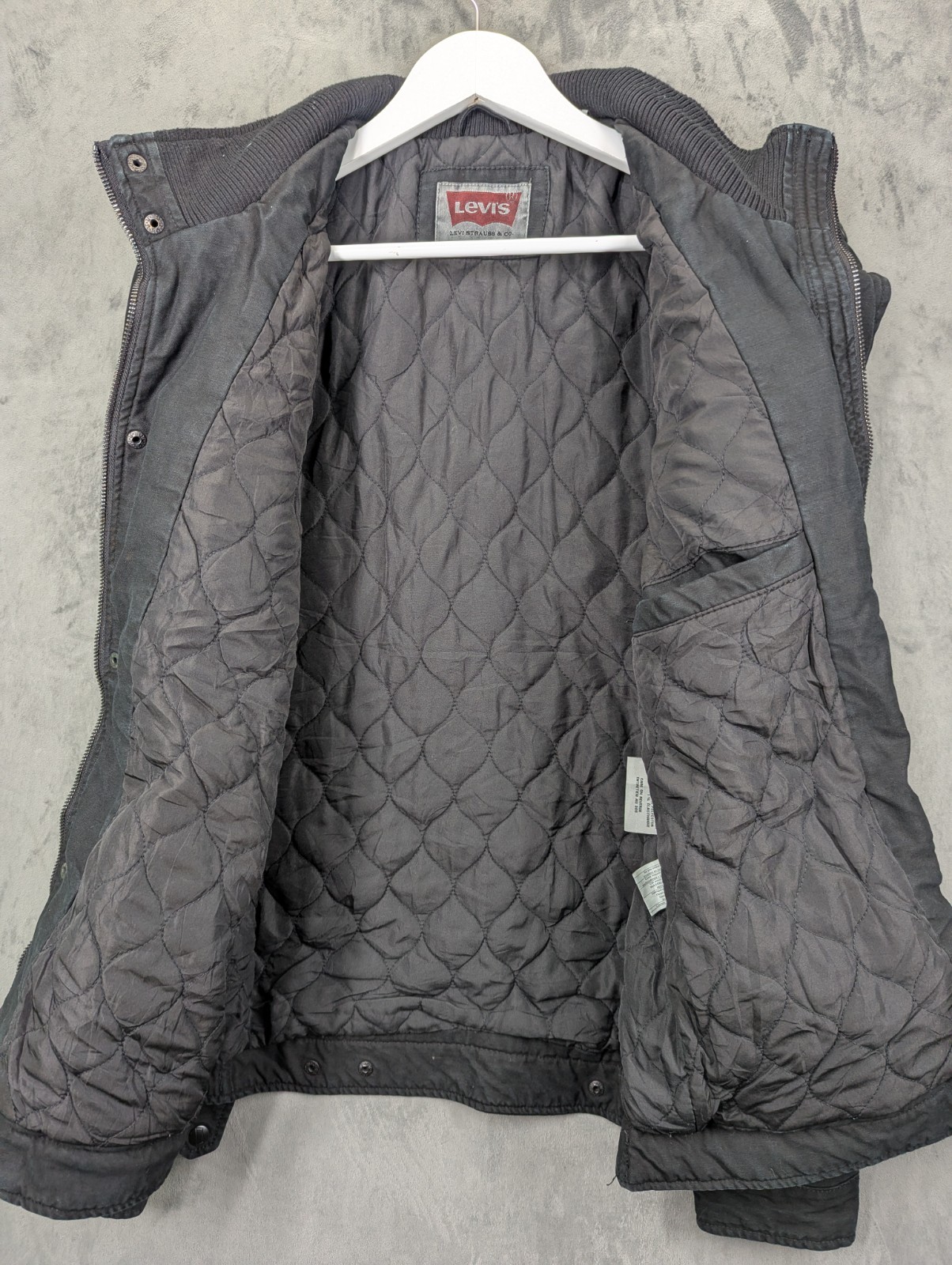 Levi's Utility Military Jacket Size Small Relaxed  Quilted Lining Washed Black image 4