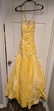 Women's MORI LEE by Madeline Garder Yellow Beaded PROM Dress Size 1 / 2