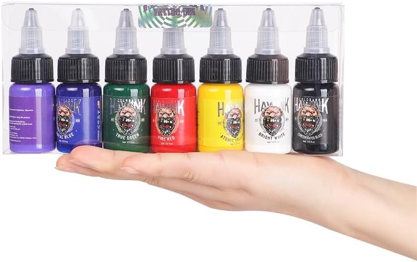 Dynamic Tattoo Ink Kit - 7 Rich Colors in 15ml Bottles for Masterful Art