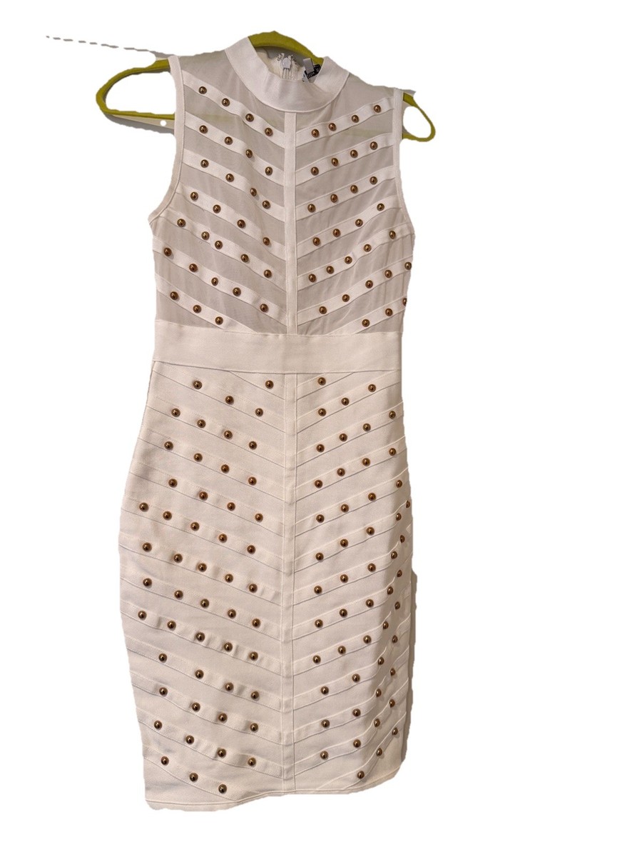 white studded bodycon dress White Textured Sequin Corset Strappy Bodycon Dress