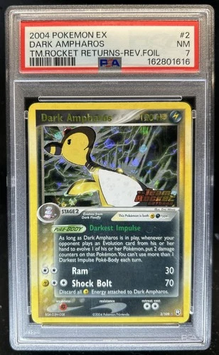 2004 Pokemon EX Team Rocket Returns Dark Ampharos Reverse Holo #2/109 PSA 7