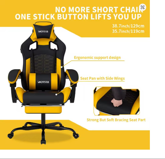 Ergonomic Gaming Chair Massage Recliner Footrest Racing Office Chair Heavy Duty