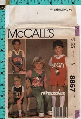 Toddlers' & Children's Jumpsuit & Blue X-fers for Appliqué  1983 McCall's 8867 3