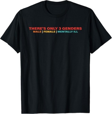 There's Only 3 Genders Male Female Mentally Ill T-Shirt
