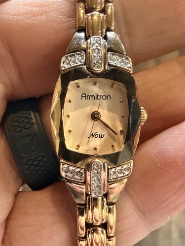 Armitron Now Women's Quartz Watch White Dial Gold Tone Bracelet Tonneau