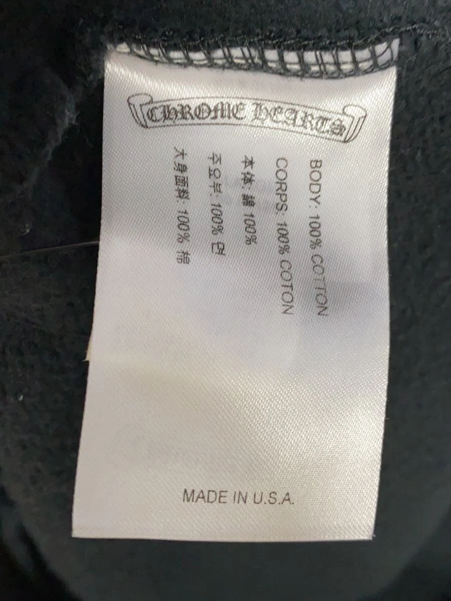 CHROME HEARTS Felpa con Cappuccio Manica Floreale Croce Ferro di Cavallo Pullover XL Cotone Nero