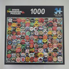 White Mountain 1000 Piece Jigsaw Puzzle Beer Caps Complete
