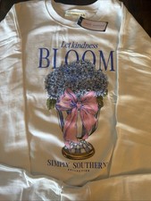 Simply Southern White Sweatshirt Let Kindness Bloom Flowers Bow Vase XL-XXL NWT