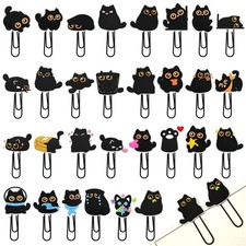 Cute Paper Clips, 30Pcs Black Cat Bookmark Paperclips Bulk Metal Fun Cute Cat...