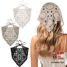 3 Pcs Crochet Bandanas Headbands, Crochet Headband Knitted Beige, White, Gray