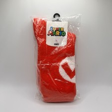 Super Mario Bros. Red Mario Logo Cozy Unisex Adult Crew Socks - Bioworld Socks