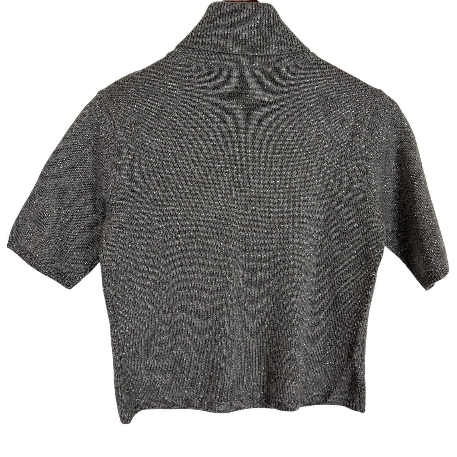 Talbots Silver Metallic Wool Blend Turtleneck Sho… - image 4