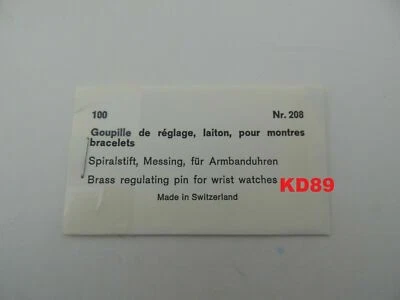KD89 100 goupilles laiton de réglage pour balancier / spiral SWISS MADE ø 0.05 à 0.25