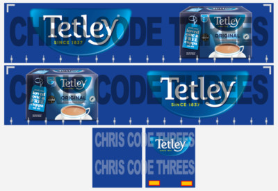 Code 3 selbstklebender Vinyl-Anhänger-Aufkleber - Tetley Tea - 1/50 1/76 1/148 1/87/164