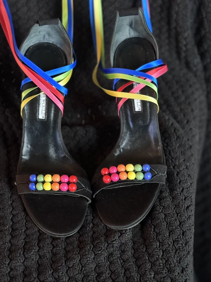 Zapatos de tacón alto Hollywould Rainbow con tiras 9,5 M excelentes hechos en Italia Foto 4 de 4