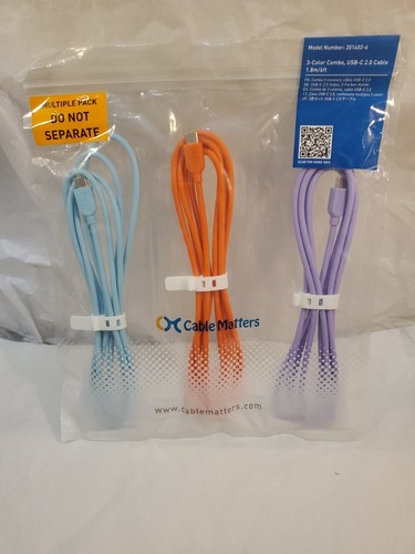 Cable Matters Lot de 3 Câble de Charge USB C Extrêmement Flexible 6ft avec Alimentation 60W...