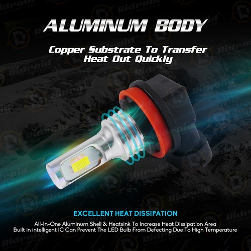 Kit de bombillas LED súper brillantes para faros H11 6000K blanco 8000LM lámparas de haz alto/bajo - Imagen 10 de 20