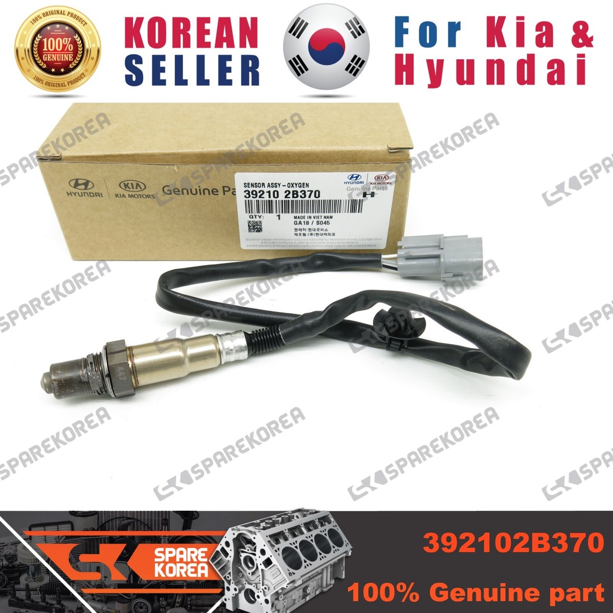 Genuine/OEM 392102B370 SENSOR ASSY-OXYGEN for Hyundai G70 17