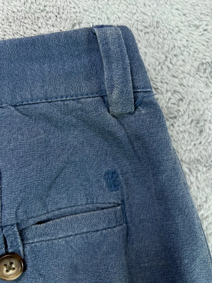 IZOD Mens 34x362 Blue Linen Pants Performance Chino Trousers Flat Front Career - Image 2 of 4