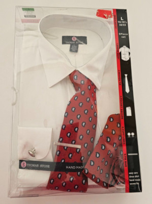 Men's Thomas Stone 5 Piece Dress Shirt Set, Size L 16-16 1/2 , 32/33 , New