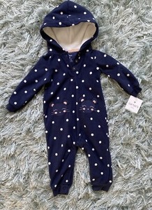 CARTERS BABY Soft Warm Infant Hooded Winter One Piece Jumper 9mos Kitty Cat New!