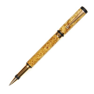 Lanier Pens, Elite Rollerball Pen, 24kt Gold Plating, Yellow Box Elder