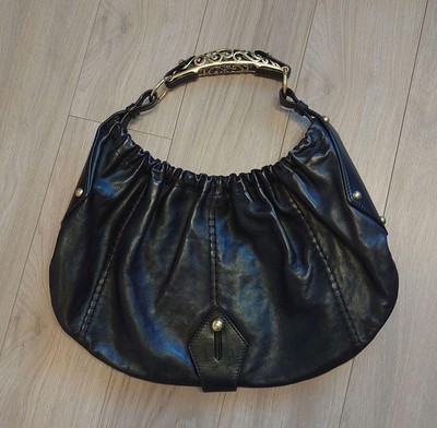 YVES SAINT LAURENT Rive Gauche Mombasa Hobo Shoulder Bag Brown 