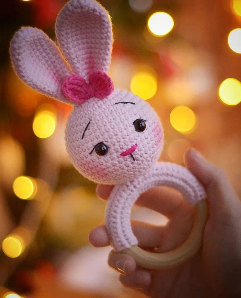 Teether Baby holder newborn baby  Crochet Toys toy crochet baby gift sheep bear - Image 4 of 4