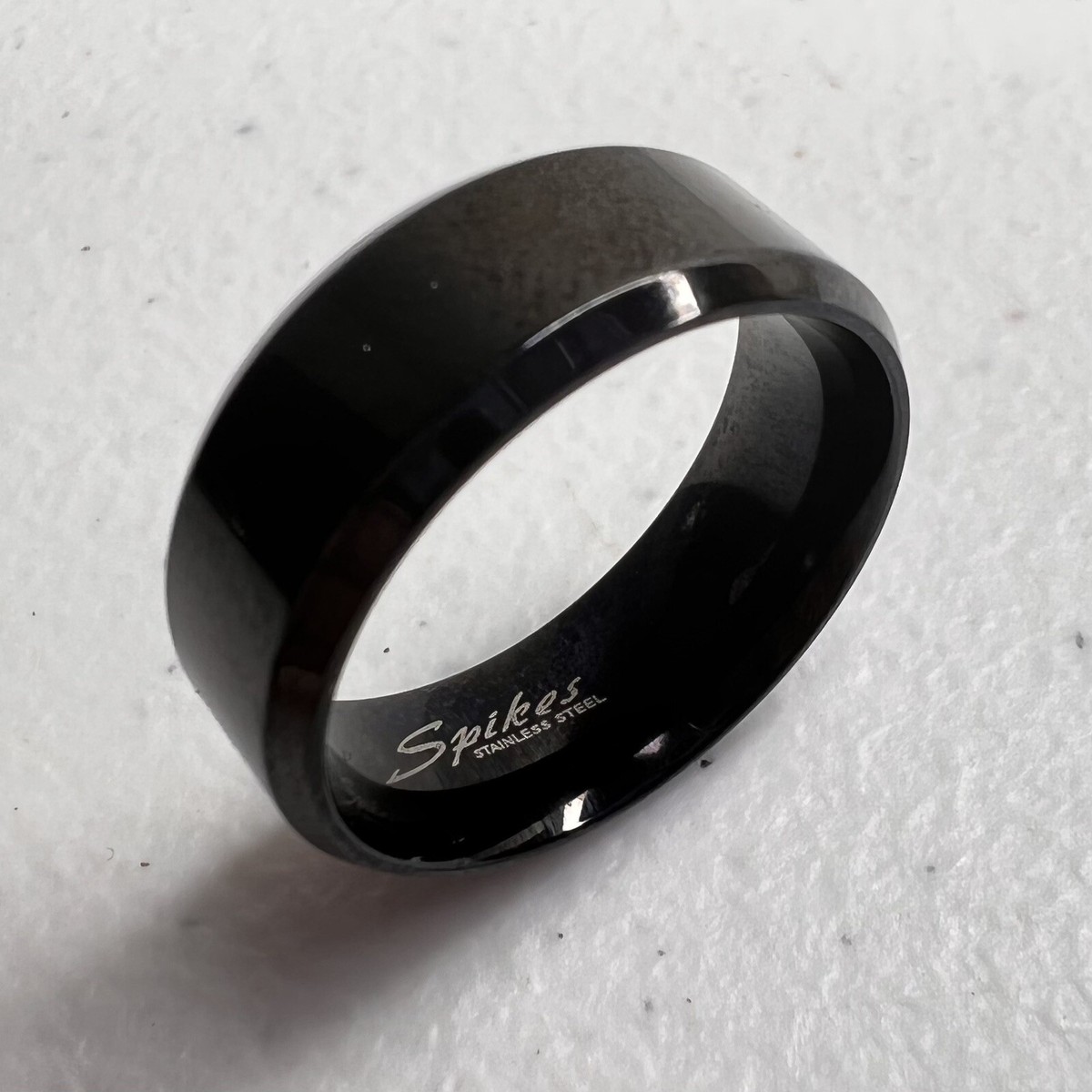 Black Round Spike Edge Statement Ring - Women Accessories 2 PAIR Black Gauges Spike Horseshoe Clicker Ring Plugs 2g 4g  main image 3