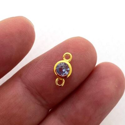 Gold  Over Sterling Silver 4mm Birthstone Connectors, Permanent Jewelry Charms