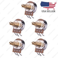 5pcs B500K Guitar Potentiometers Brass 18mm Long Shaft Pot US 24 Spline Fine