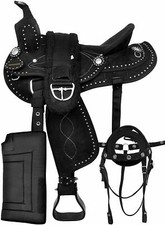 Neuer Western Synthetik Barrel Racing Reitsport Trail Pferdesattel mit Gurt.