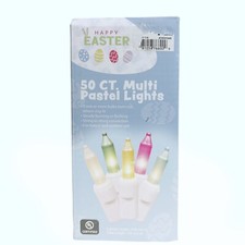 50 Count Easter Mini Light Set Multi Color Pastel Indoor Outdoor Steady/Flashing