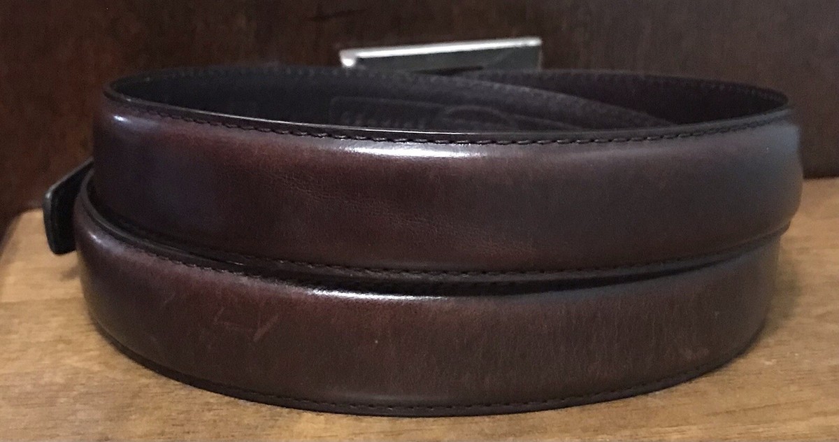 FOSSIL Womens Brown Leather Belt Sz M 1”Wide BT7654 SilverTone