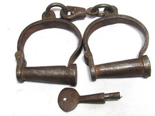 Antique Iron Shackles or Handcuffs Fully Functional With Key Antique Restraints