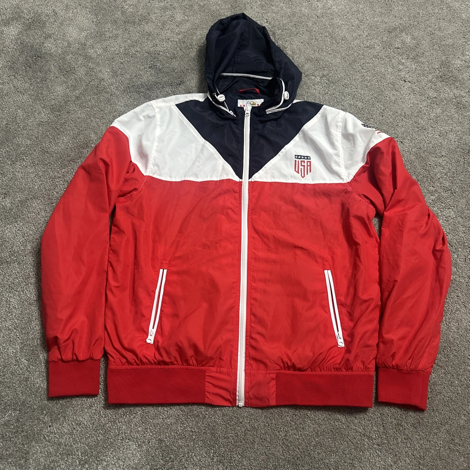 Meripex 1776 Old Glory USA Jacket XL Weather Resistant Full Zip Tuck Hide Hoodie
